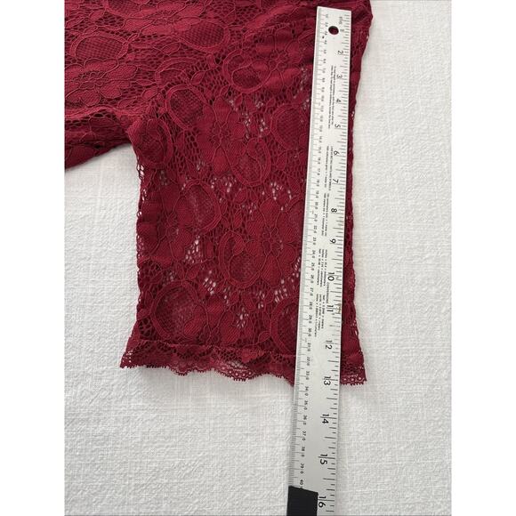 Baby Doll Lace Chiffon Skirt Burgundy Dark Romantic Cocktail Dress 18W - Picture 16 of 16